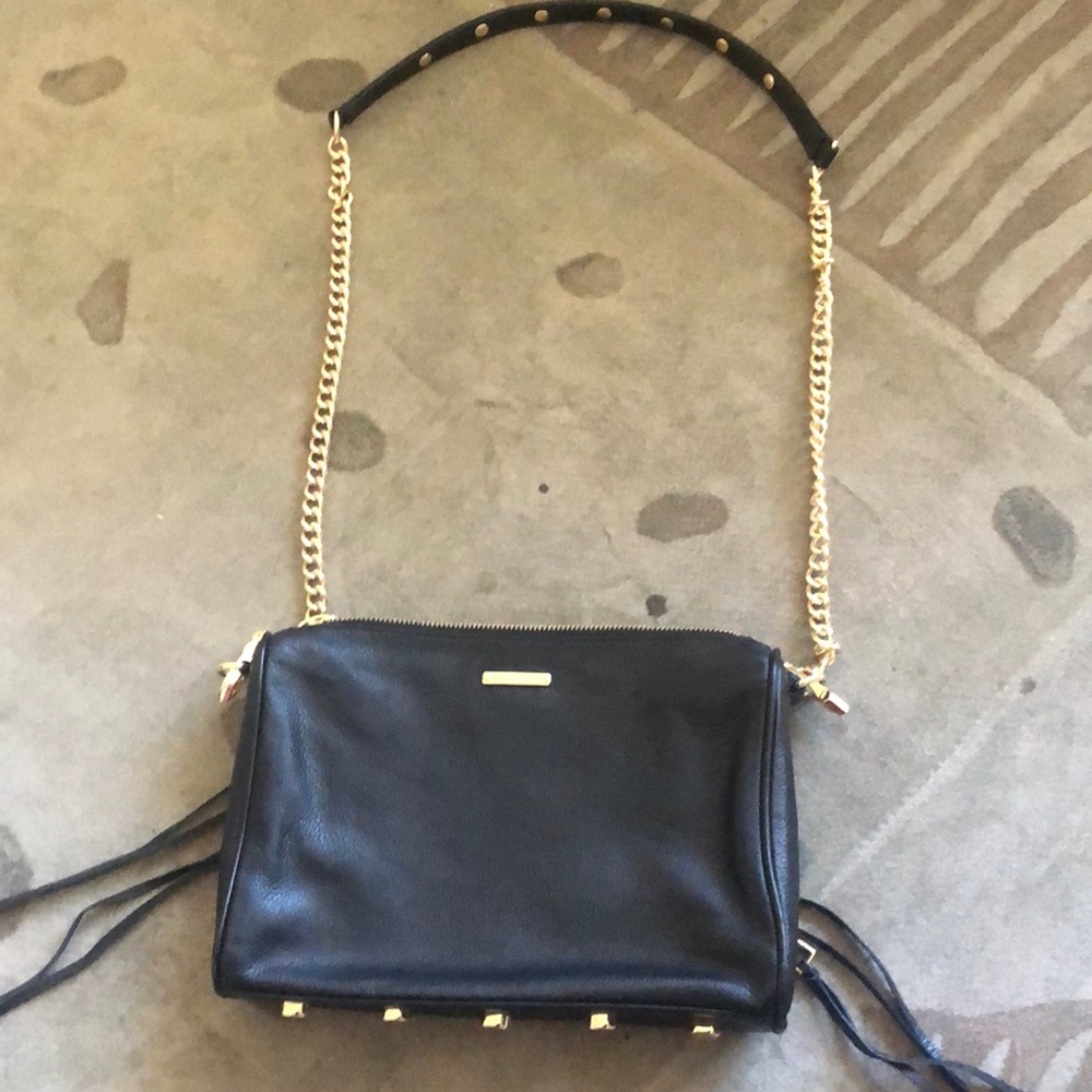 Black and gold zip crossbody bag - Picture 3 of 7